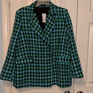 Shades of blue gingham print blazer